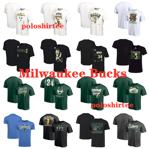 

Men's Women Letter Print T Shirts MilwaukeeBucksBasketball 2021 Summer High Quality Finals Champions Locker Room T-Shirt Ca, White;black