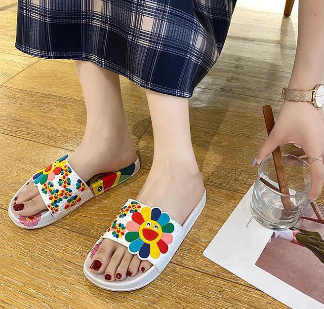 

Fashion Design Indoor and Outdoor Household Slippers for Women or Men Sunflower Bathroom Slipper Summer Beach Shoes, Black