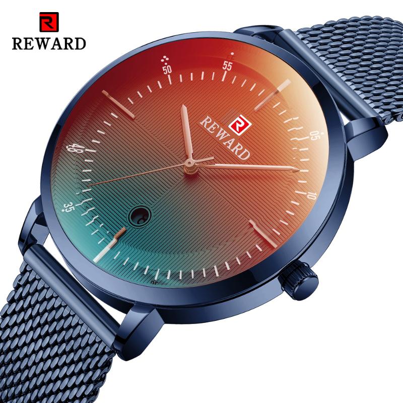 

Wristwatches REWARD 2021 Mens Watches Top Quartz Male Casual Clock Sport Waterproof Wristwatch Relogio Masculino For Man, Slivery;brown