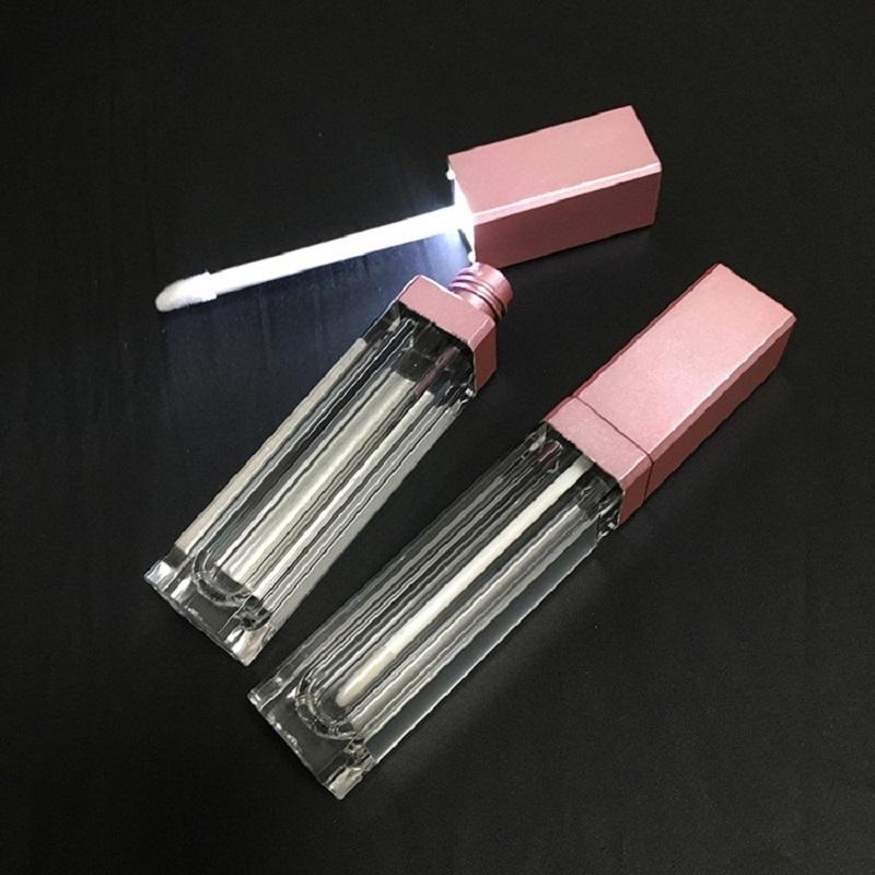 

Storage Bottles & Jars 7ML LED Light Lipgloss Tubes Pink Lip Lipstick Packaging Refillable Empty Gloss With Mirror 10pcs