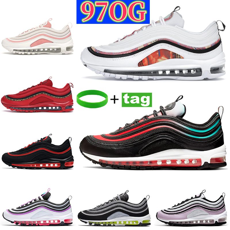 

2022 Triple black white 97OG running shoes university red Vintage Mosaic Aurora Green neon seoul Psychic Pink men women sports sneakers trainers, Bubble wrap packaging