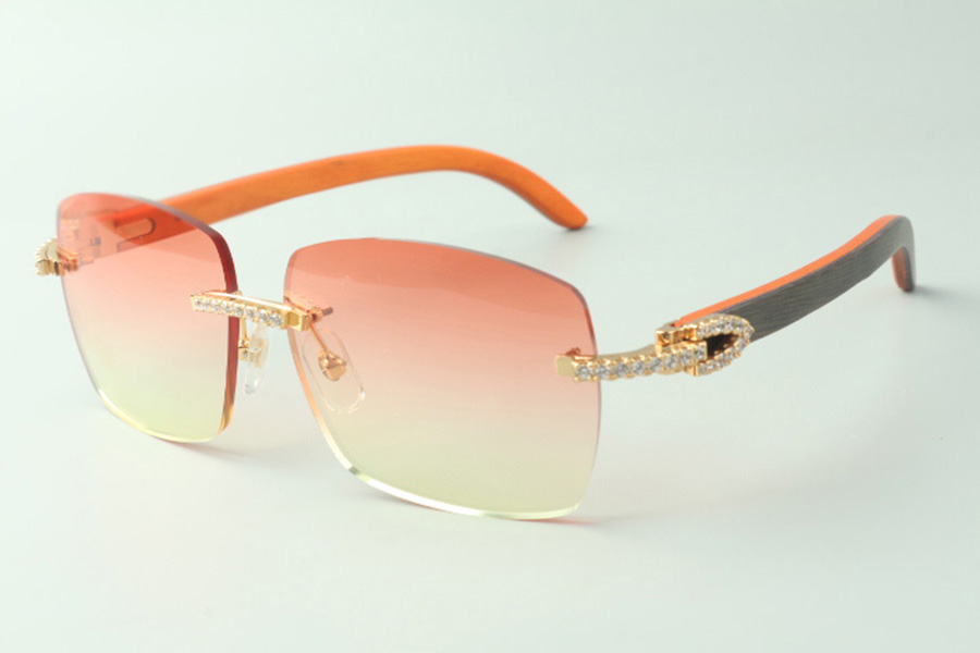 

Designer medium diamond sunglasses 3524025 with orange wood arms glasses, Direct sales, size: 18-135mm