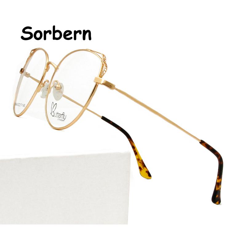 

Fashion Sunglasses Frames Alloy Luxury Butterfly Eye Glasses Frame Brand Designer Women Eyeglasses Optical Full Prescription Eyewear Female