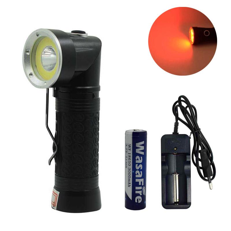 

LED Foldable T6 Magnetic Tail Waterproof Lamp Torch White Red Light Camping Lanterna With 18650 Battery+Charger Flashlights Torches