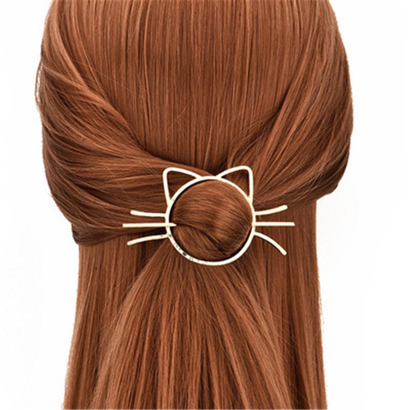 

Hair Clips & Barrettes Cat Face Novelty Barrette With For Women And Girls Bright Your Party Casual, Golden;silver