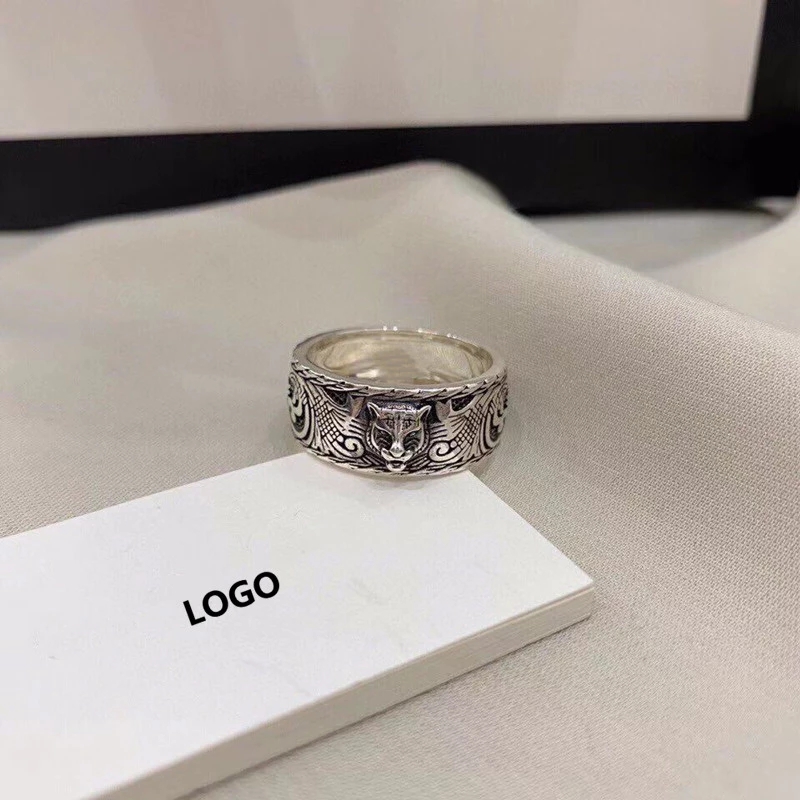 

High-end personality tiger head men's ring original brand retro style rings fashion charm holiday gift 2021 styles, Silver