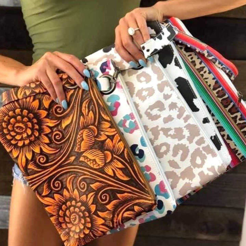 

Pu Cosmetic Bag Girls Wristband Makeup Bags Sunflower Leopard Cow Pattern Printed Fashion Wrist Band Dinner Handbag Coin Wallets G60LRIG, Leopard stripe