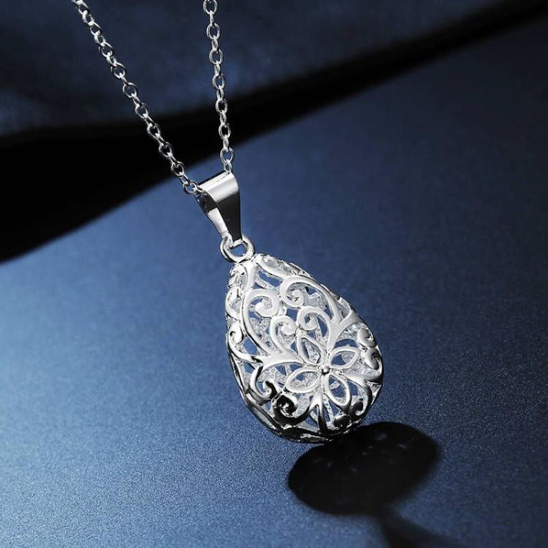 

Chains Charms 925 Sterling Silver Fine Hollow Drop Pendant Necklace For Women Jewelry Luxury Fashion Designer Party Wedding Gift