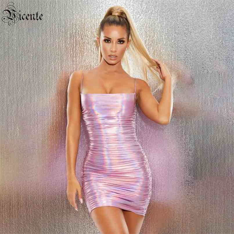 

Women's Dress Celebrity Party Cocktail Draping Design Pink Laser Sling 210520