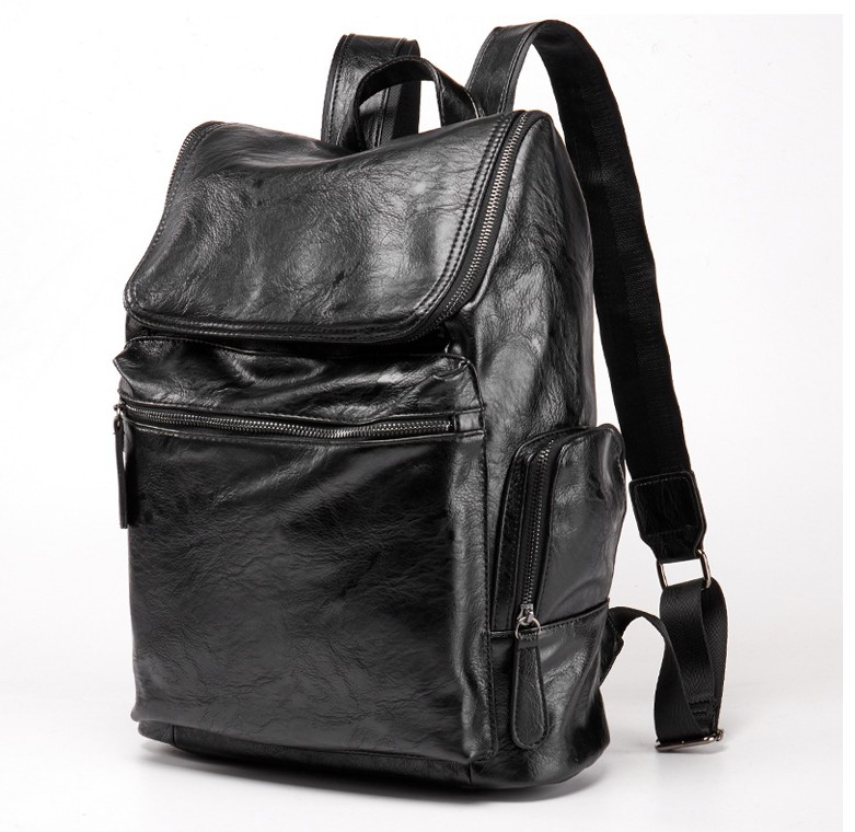 

Business Casual Backpacks Travel Bag Black PU Leather Men's Shoulder Bags Teenage Backpack Men Charging Anti Theft handbag