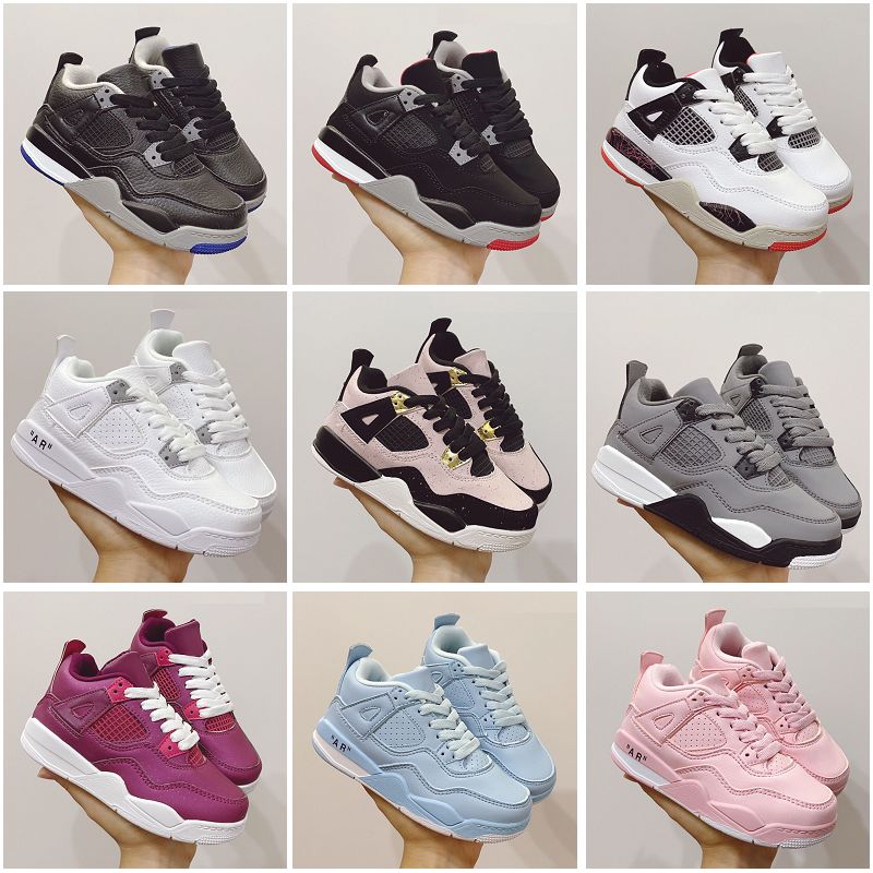 

with box Infant Sail SP 4S IV Childrens Basketball Shoes Bred Royal Blue Toddler Pink Trainers Pure Money White Boys LS Virgils Ablohing Muslin Black Gum Sneakers, #13