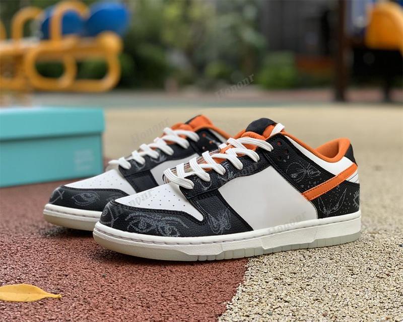 

2021 Top Quality Mens Casual Shoes skateboard shoe Low Halloween Black-white-orange noctilucence Women Men Trainer Platform Sneaker, #1