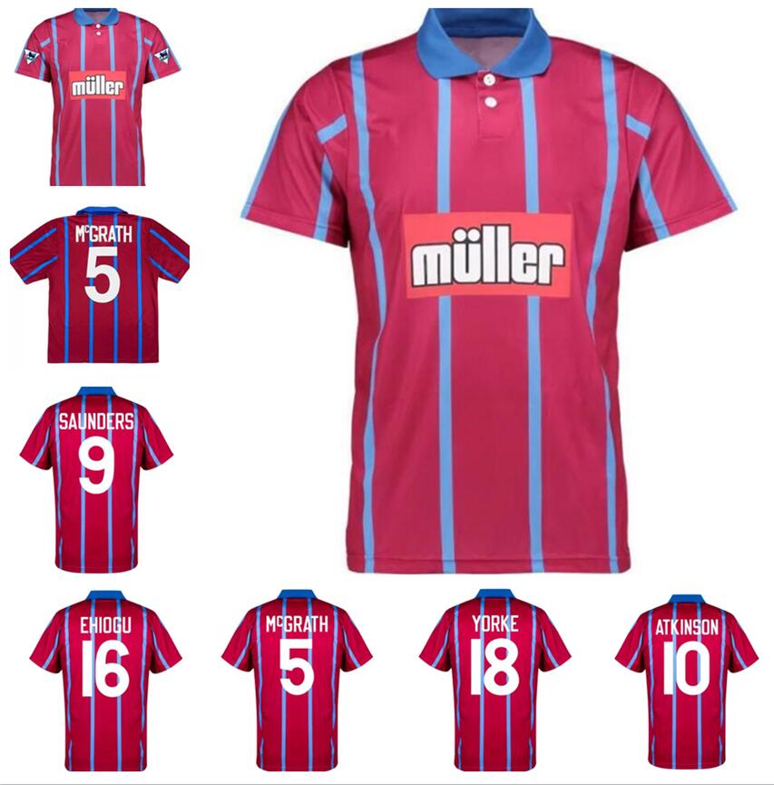 

1993 1995 Villa retro soccer jersey 93 94 95 Aston McGrath Houghton RICHARDSON SAUNDERS YORKE EHIOGU classic vintage football shirt