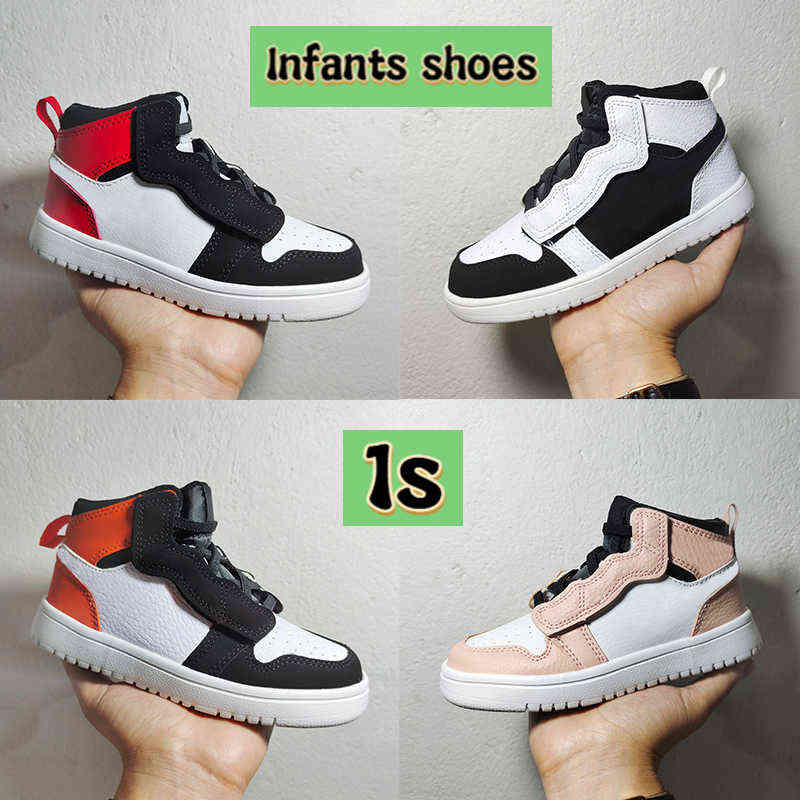 

Kids 1 1s infants Basketball Shoes white black toe shattered backboard pink quartz bred multi-color PS men women designer sneakers EUR 24-35, 1 black toe