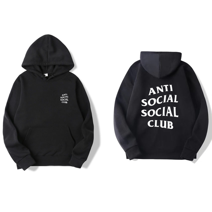 

Chao Brand Anti Social Club Sweater Men's Asss Hoodie, Black