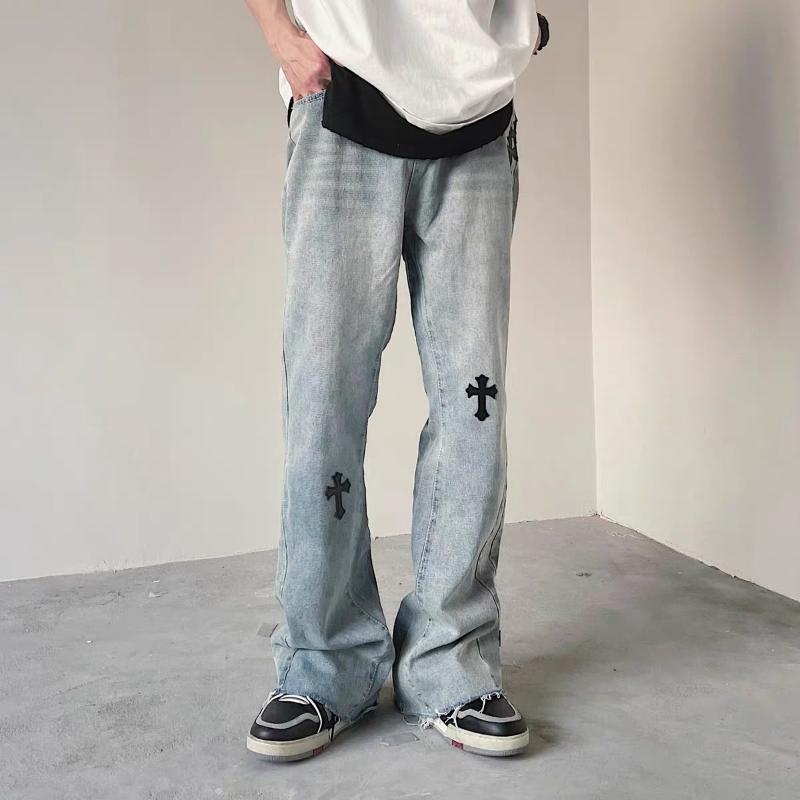 

Men's Jeans Men Fashion Embroidery Cross High Street Trousers Streetwear Hip Hop College Style Men/women Loose Clothing, Extra shipping cost