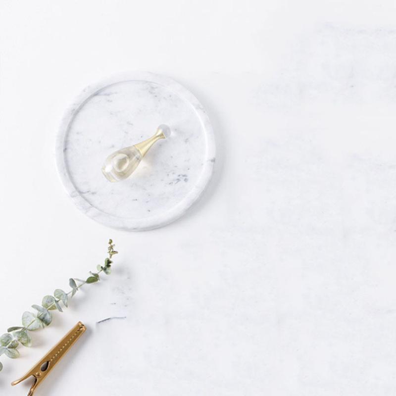 

Natural Marble Ring Jewelry Dish Decorative Trinket Tray Dessert Plate Wedding Accessories Gift (Grayish White) Bath Accessory Set