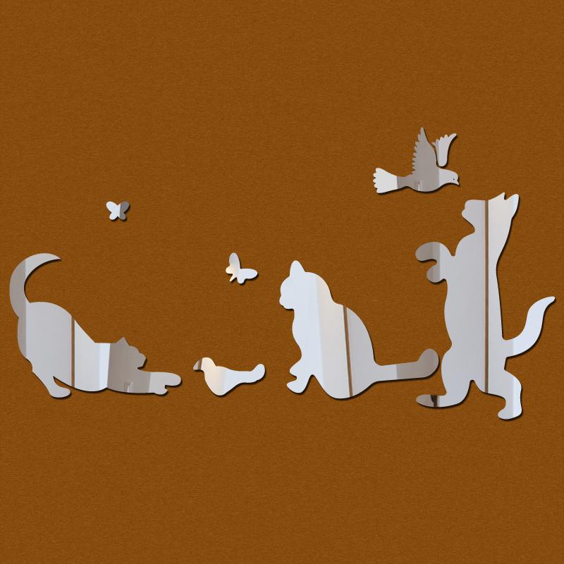 

Wall Stickers Acrylic Mirror Diy Home Decor Pegatinas De Pared Kitchen Pastoral 3d Sticker Animal Spanish