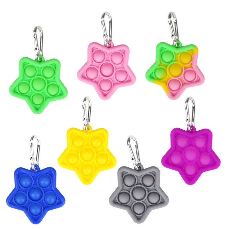 

Silicone Push Fidet Toys Key Chain Kids Adults Simple Finger Bubble Decompression Toy Colorful Key Ring Pendant HH321NOI