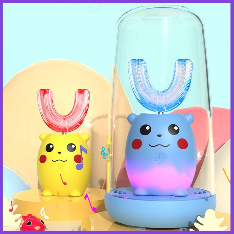 

Sonic Electric Toothbrush 360 Degrees U Shape Tooth Brush XaoMi Children Blu-ray Clean USB Rechargeable Cartoon Pattern Smart
