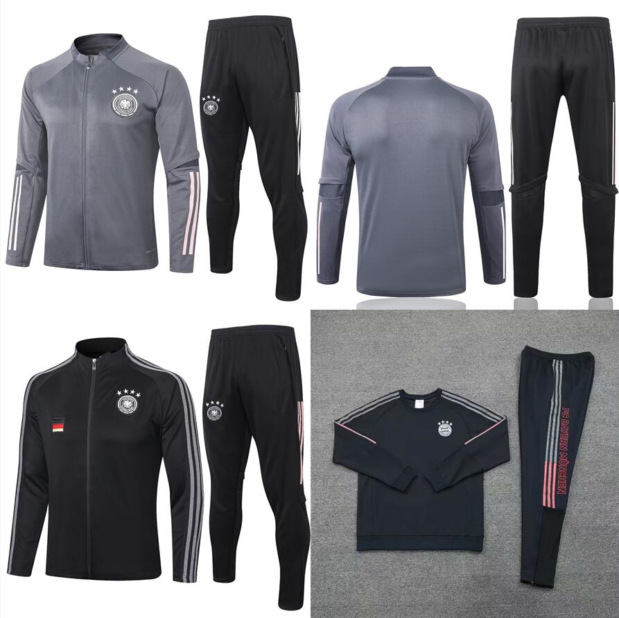 

2021 germany Men Soccer Jerseys Sets Tracksuits Sportswear Jersey home away 20 21 Training uniform Polo shirt tracksuit pants long sleeve, Grey