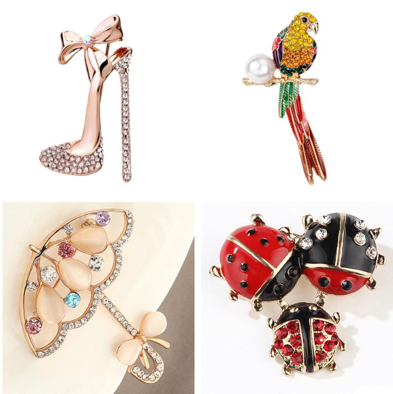 

Pins, Brooches Opal And Rhinestone Umbrella For Women Cute Korea Style Brooch Pin Lead Free Coat Dress Corsage Accessories