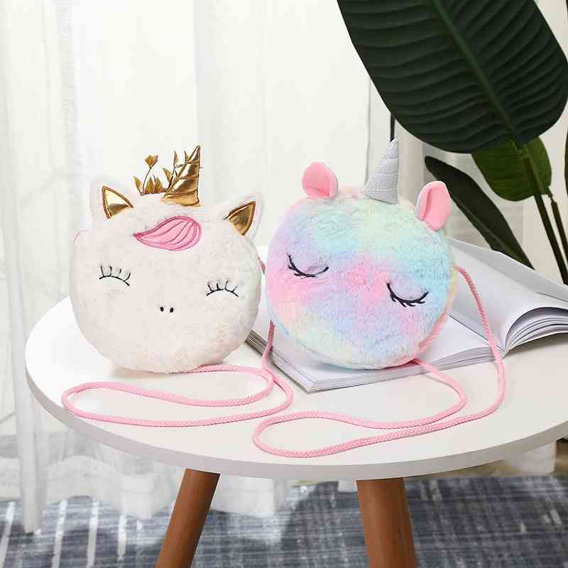 

New children's cartoon cute girl Unicorn Personality Modeling colorful hair One Shoulder Messenger Bag