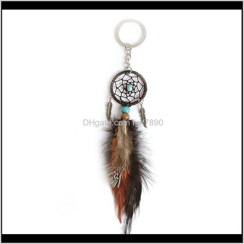 

Fashion Aessoriesmini Dream Catcher Keychain Creative Car Aessories Hanging Handmade Vintage Feather Decoration Ornament Party Gifts Keychai, Silver