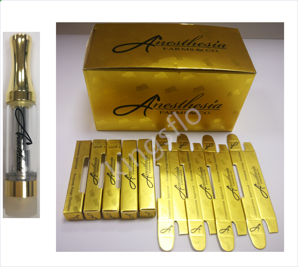 

Anesthesia Cartridge Atomizer Full Gold 1ML Empty Vape Pen Carts Glass Tank Thick Oil Vaporizer 510 Thread E Cigarettes