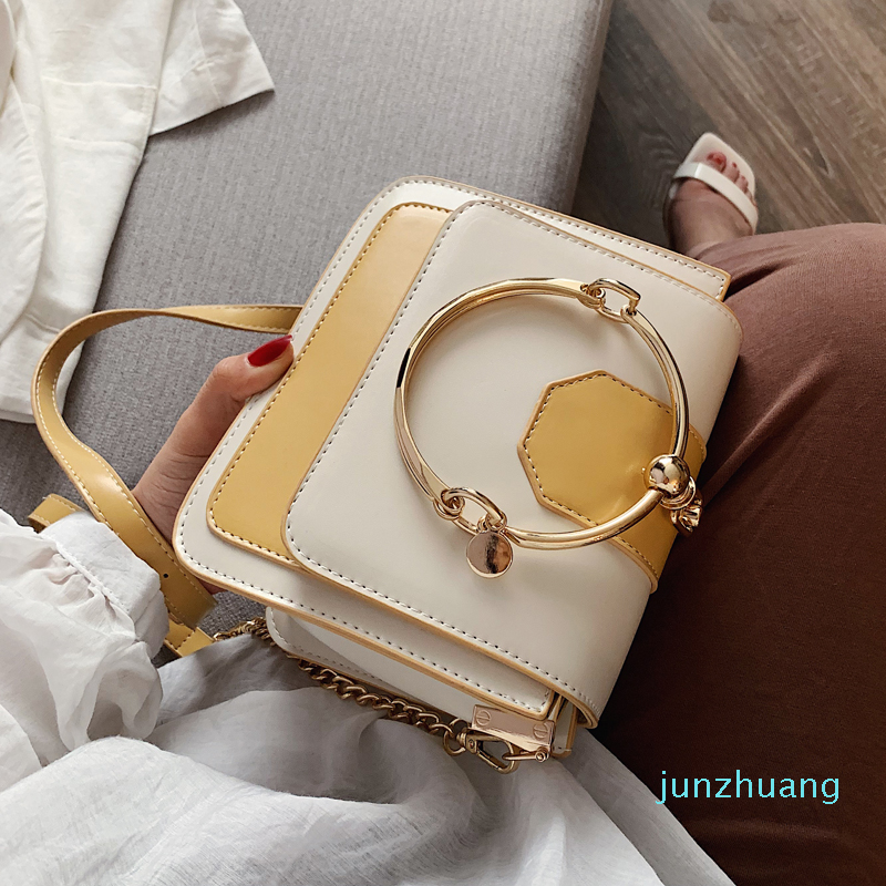 

Designer- Women Metal Ring Tote Bag Summer PU Leather Women's Designer Handbag Chain Shoulder Messenger Bag, Black