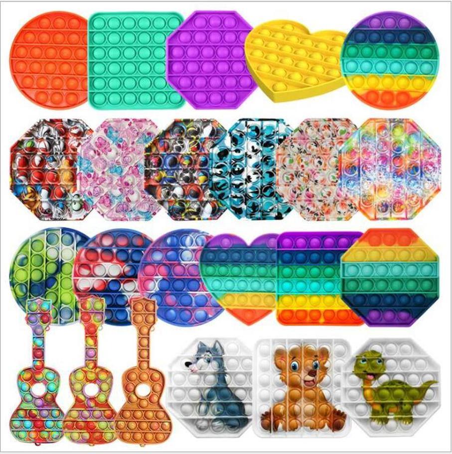 

2021 Rainbow Pop Fidget Toy Party Favor Camouflage Sensory Push Bubble Autism Special Needs Anxiety Stress Reliever for Office Workers