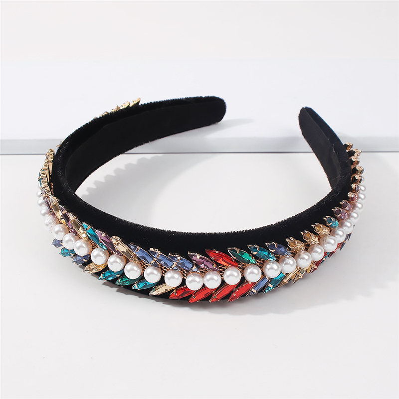 

Luxury Designer Baroque Pearl Diamond Headband Ladylike Hair Hoop Accessories Head Band in 3 Colors F2677