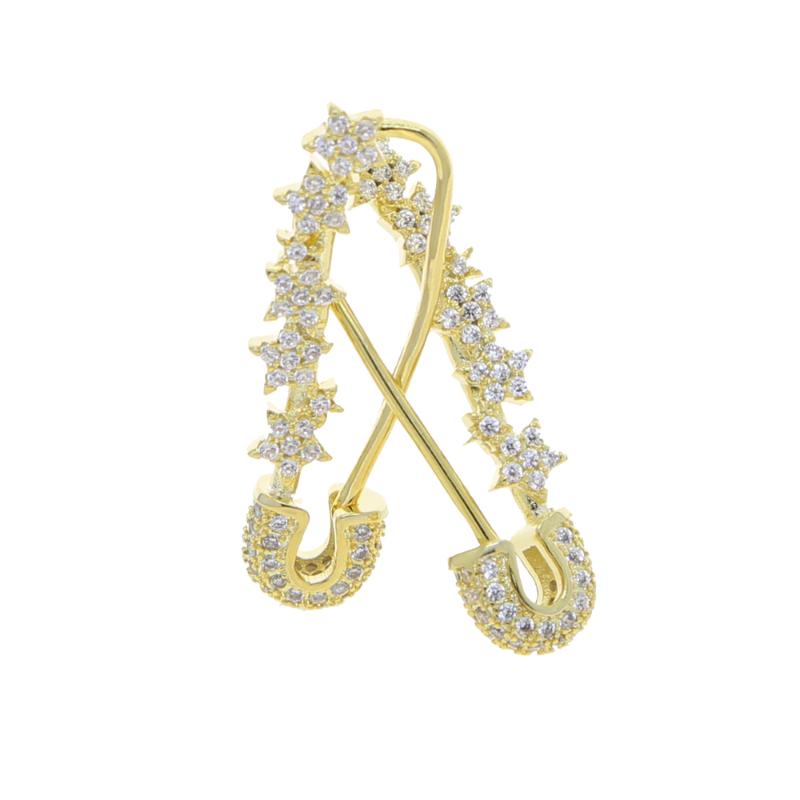 

Hoop & Huggie Many Piece CZ Star Design Safety Pin Shaped Cubic Zirconia Fashion Girl Women Earrings