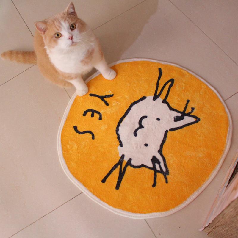 

Funny Cat Rug Soft Plush Pet Carpet Letters Round Dog Game Pad Anti-slip Pets Sleeping Bed House Base Accessories 60cm Beds & Furniture