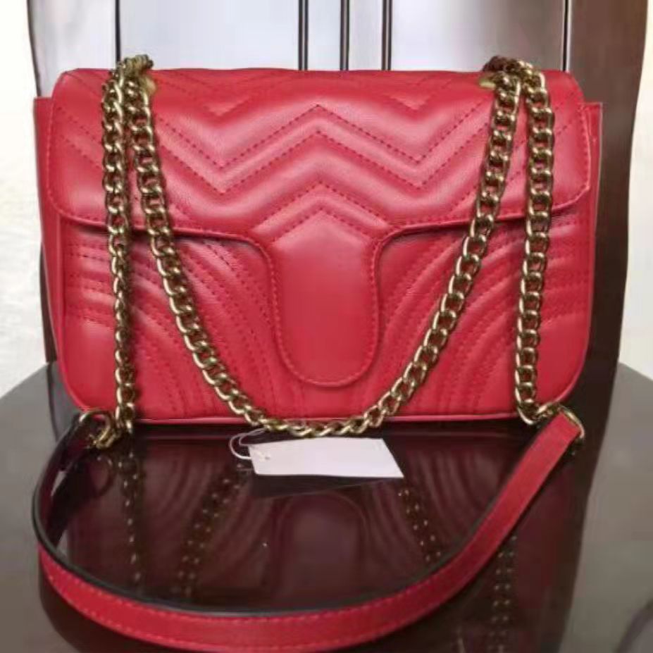 

Handbag Leather bag chain purse Fashion envelope ladies shoulder bag cowhide, Red