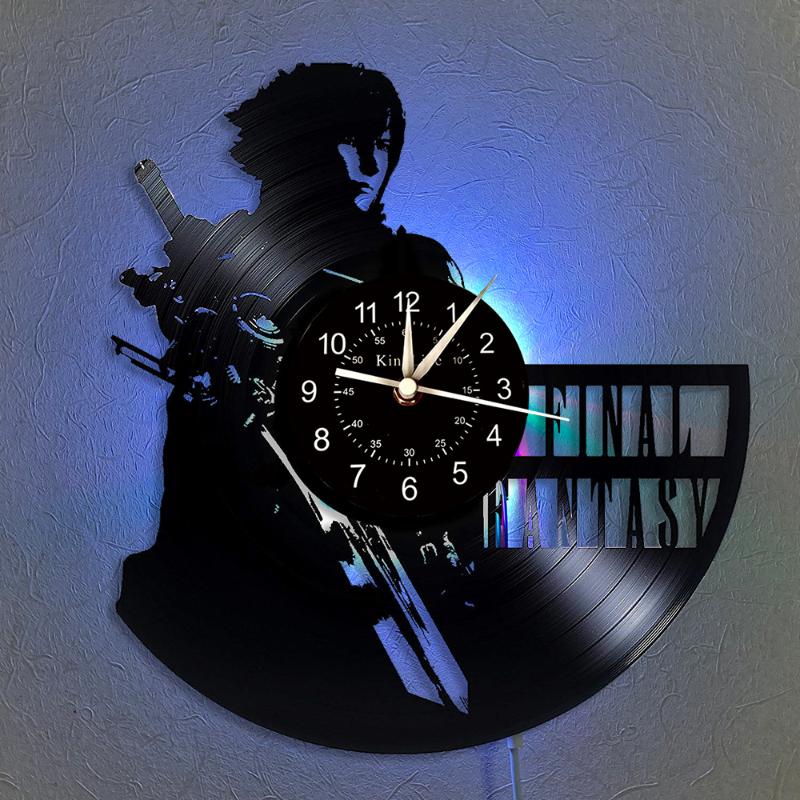 

Wall Clocks Final Fantasy Clock 12-Inch LED Record | 7 Colors Luminous Home Decor Modern Clock.