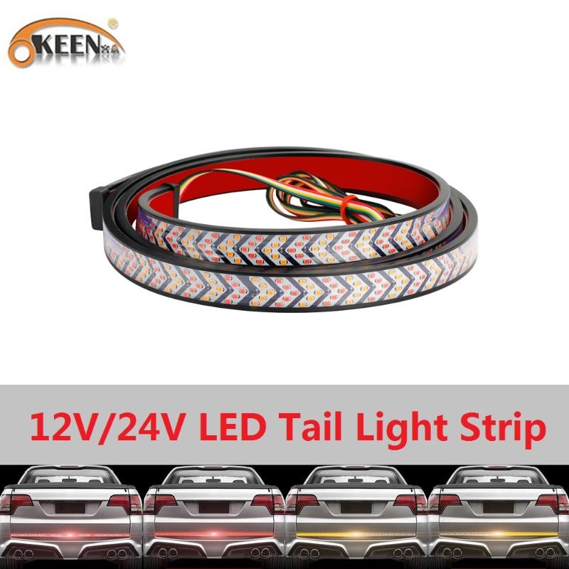

Emergency Lights OKEEN Red Yellow Multi Function Truck Tailgate Light Bar 12V 24V LED Flexible Strip Running Turn Signal Brake Reverse Tail