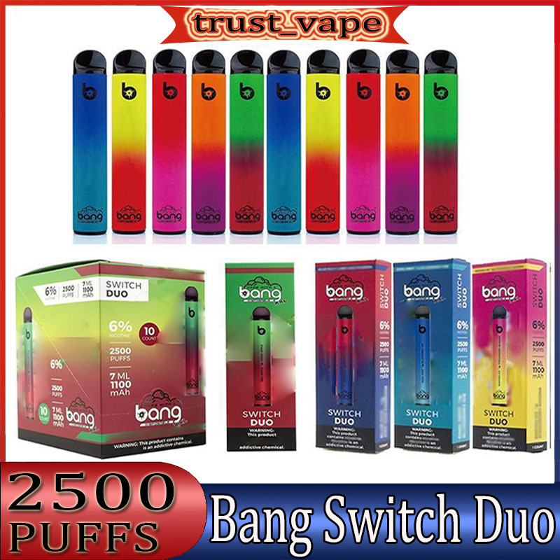 

Bang XXL Switch Duo Pro Max 2 IN 1 Disposable Device E-cigarettes 2000 2500 Puffs 1100mAh Battery Prefilled Pod XXtra Double Vape Pen