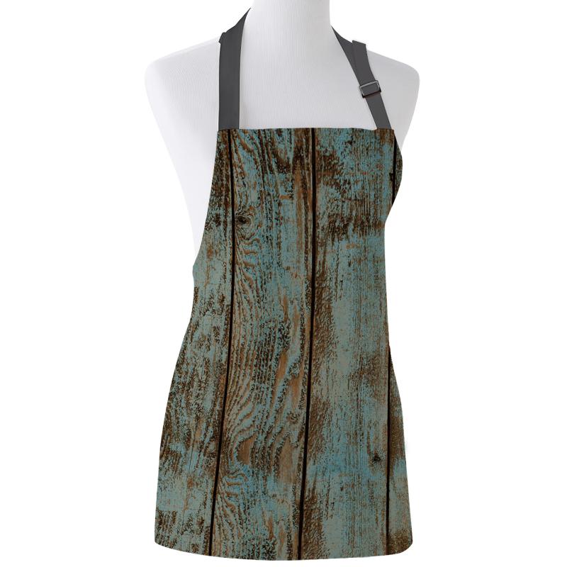 

Retro Wood Grain Texture Kitchen Aprons BBQ Bib Apron For Cooking Baking Restaurant Pinafore Home Christmas Decorations