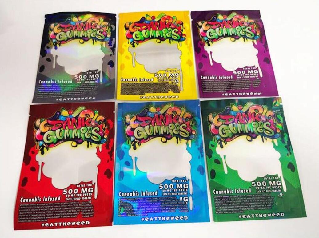 

Dank Gummies Packing Bags Edibles Bag Packaging Worms 500MG Edible Bears Cubes Gummy bagg Wholesale