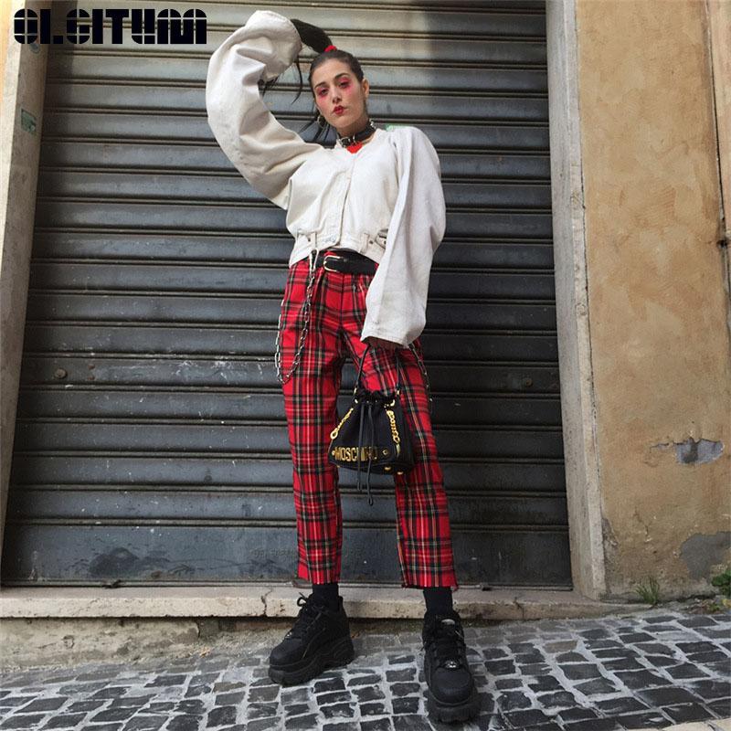 Red Plaid Pants Women Australia | New 