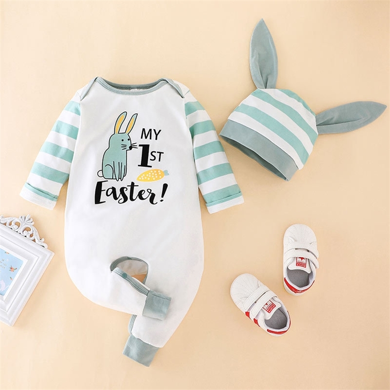 

Infant born Baby Boys Girls Romper Winter Long Sleeve Print Cartoon Rabbit Letter Cute Rompers Clothes Outfits 210629, Green