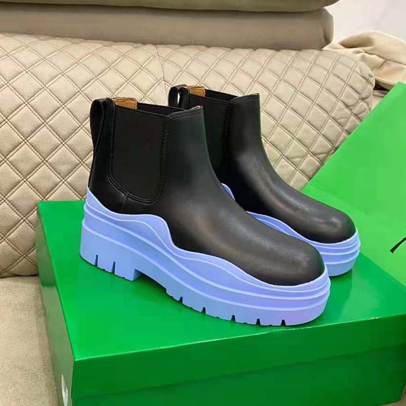 

Fashion Designer Boots Ankle boot Martin Chaelsea Booties Brown Cowhide Lining Green Box Packaging Thick Bottom Height 5.5 cm Blue Black Luxury Shoes, #28