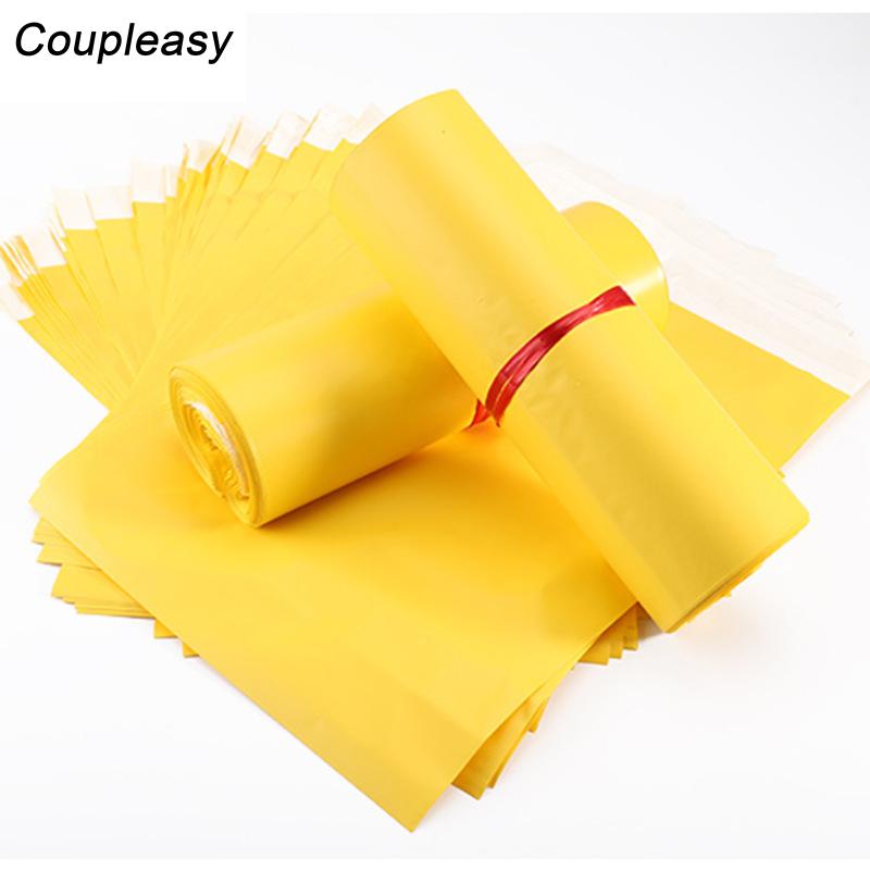 

100Pcs 5 Sizes Yellow Plastic Envelopes Bag Waterproof Mailbag Self Sealing Courier Business Package Supplies Packing Bags