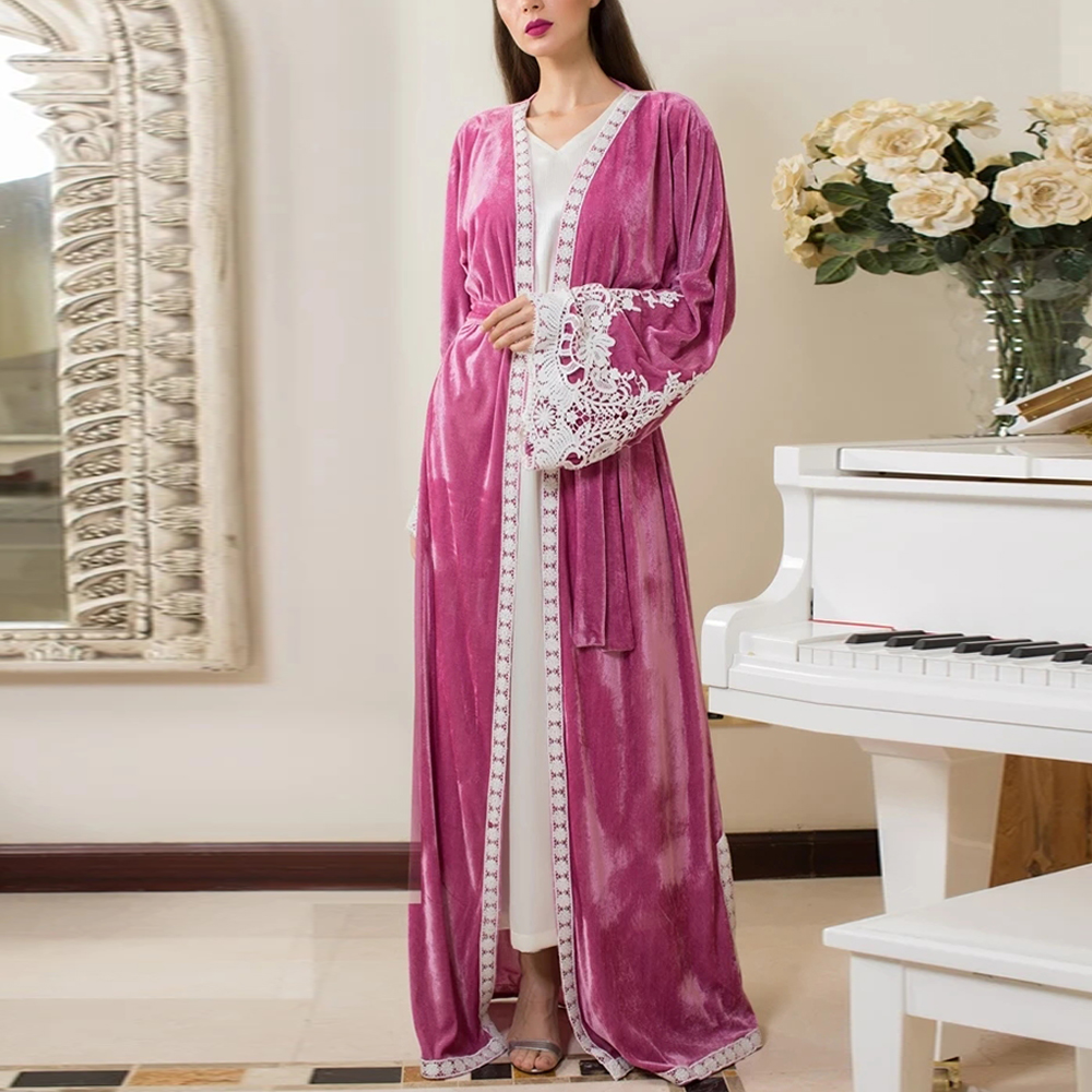 

Velvet Dubai Abaya Turkey Kimono Hijab Muslim Dress Caftan Kaftan American Islam Clothing Abayas For Women Robe Musulman De Mode