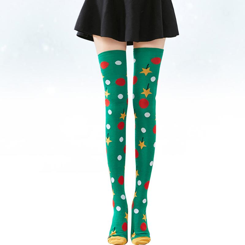 

Christmas Decorations Long Socks Star Cosplay Stockings Festival Party For Students (Green Bottom, Star)