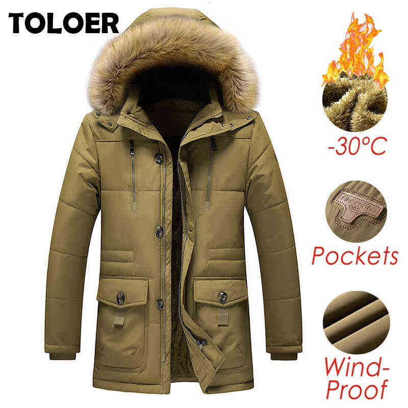 

2021 New Men Winter Jacket Parkas Coat Fur Collar Fashion Thicken Cotton Warm Wool Liner Jackets Casual Large Size 4XL Men Coats Y1103, Mg6691coffee