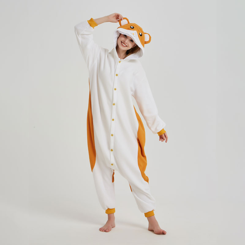 

Hamster Onesie Animal Kigurumis Mouse Pajama Funny Cute Overalls Adult Women Winter Jumpsuit Polar Fleece Cartoon Suit Outfit, Black;white