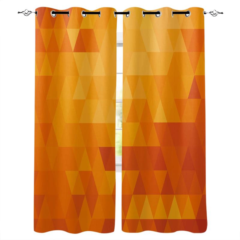 

Curtain & Drapes Triangle Geometric Figure Yellow Orange Curtains In The Bedroom Living Room Hall For Home Kitchen Window Treatments