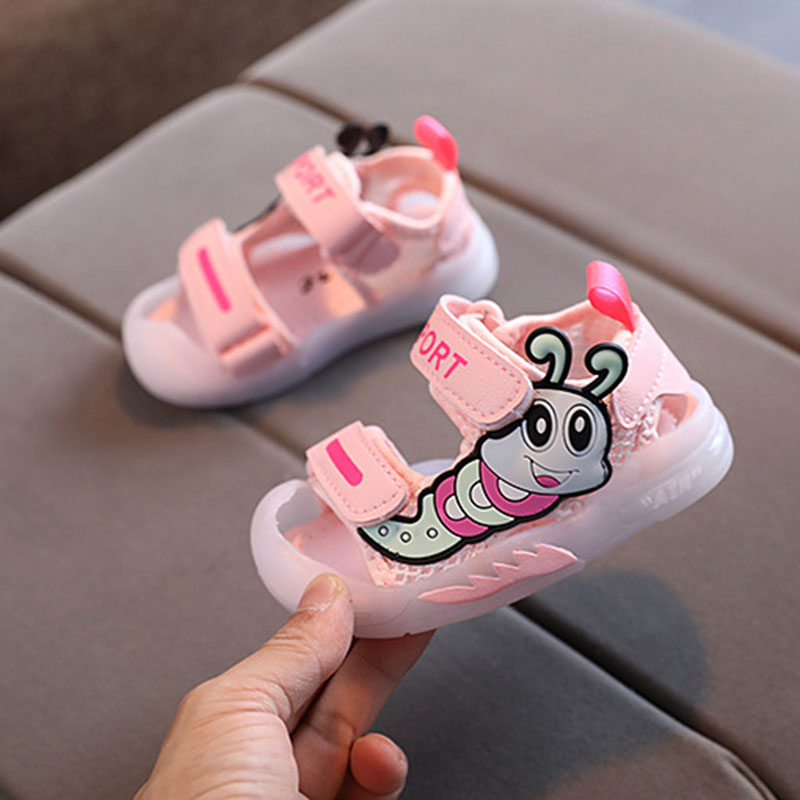 

Size 21-30 Boys Kids Luminous Sandals With LED Lights Children Glowing Shoes For Girls Non-slip Casual Toddler Shoes For Baby, Black